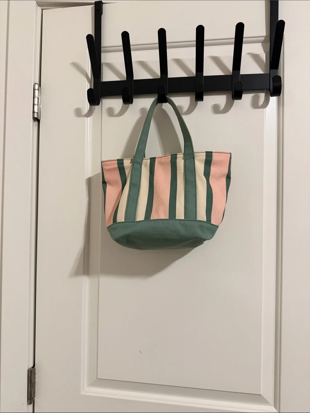 Sonoma Pink and Green Striped Canvas Tote
